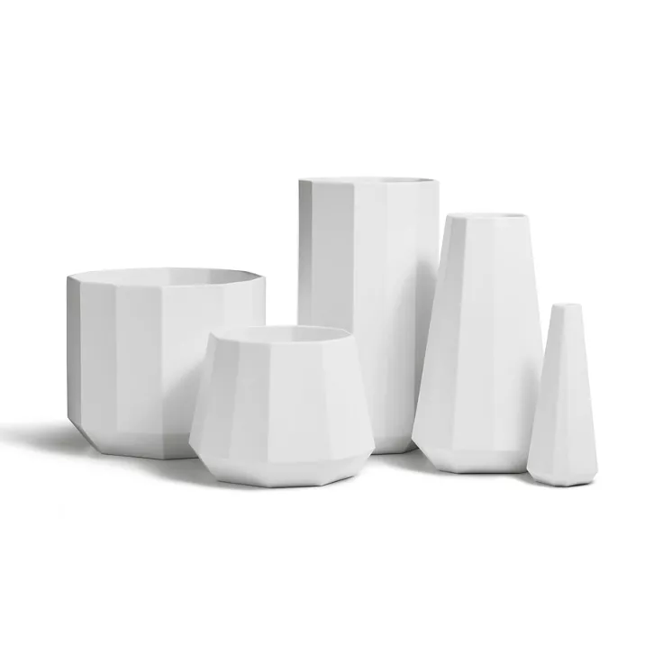 Tiffany Facets:Wide Tapered Vase in Bone China, 2