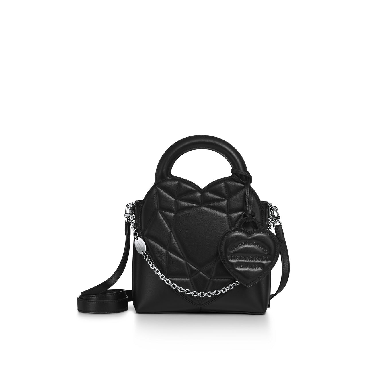 Mini tote imbottita in pelle nera
