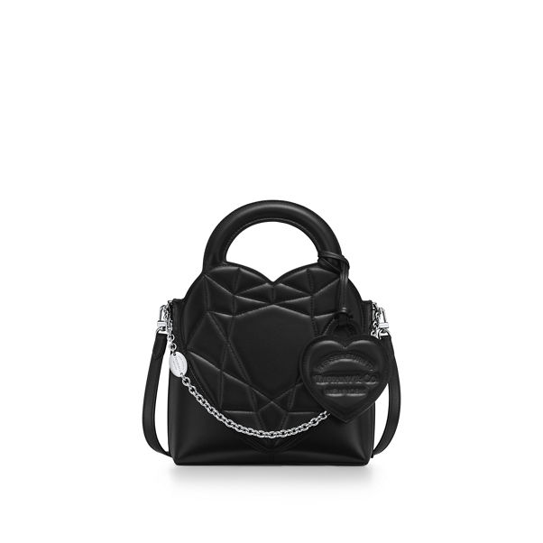 Return to Tiffany™:Padded Mini Tote in Black Leather