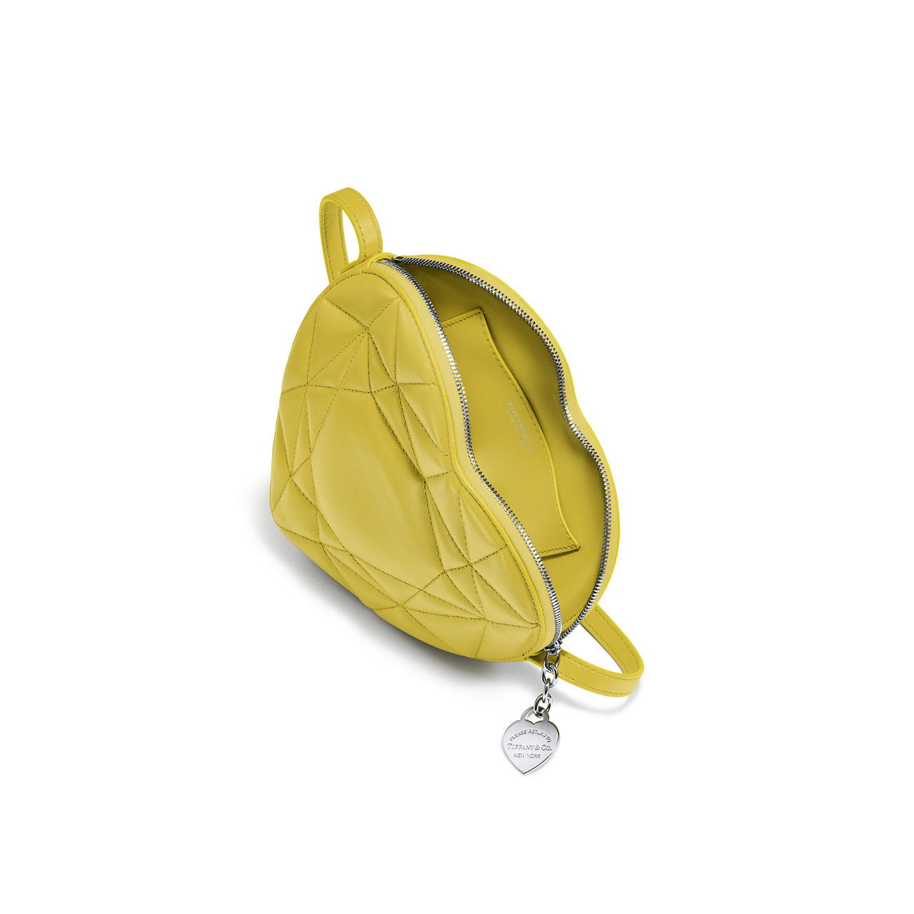 Borsa a tracolla imbottita in pelle giallo canarino