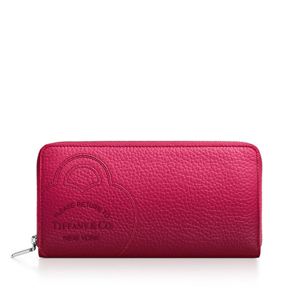 Return to Tiffany™:Large Zip Wallet in Infinity Ruby Leather