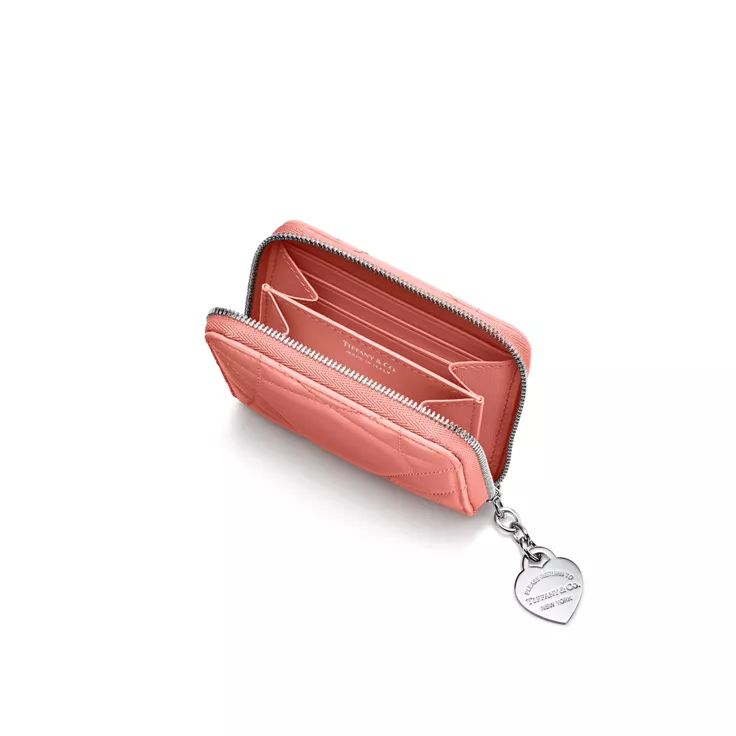 Return to Tiffany™:Padded Small Wallet in Almond Pink Leather, 1