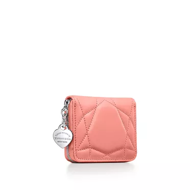 Return to Tiffany™:Padded Small Wallet in Almond Pink Leather, 2