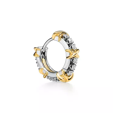 Sixteen Stone by Tiffany:Narrow Earrings in Platinum & Yellow Gold with Diamonds, 2