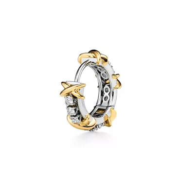 Sixteen Stone by Tiffany:Narrow Earrings in Platinum & Yellow Gold with Diamonds, 3