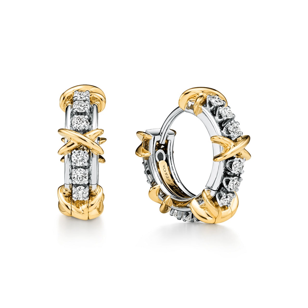 Sixteen Stone Narrow Earrings with Diamonds