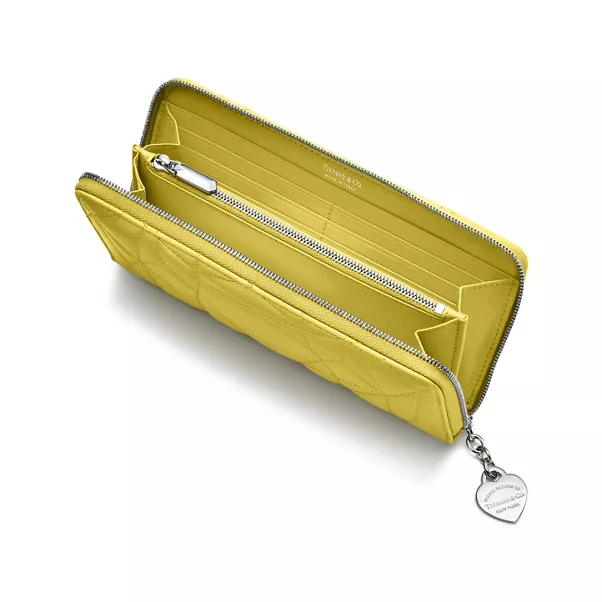 Cartera grande acolchada de piel color amarillo canario