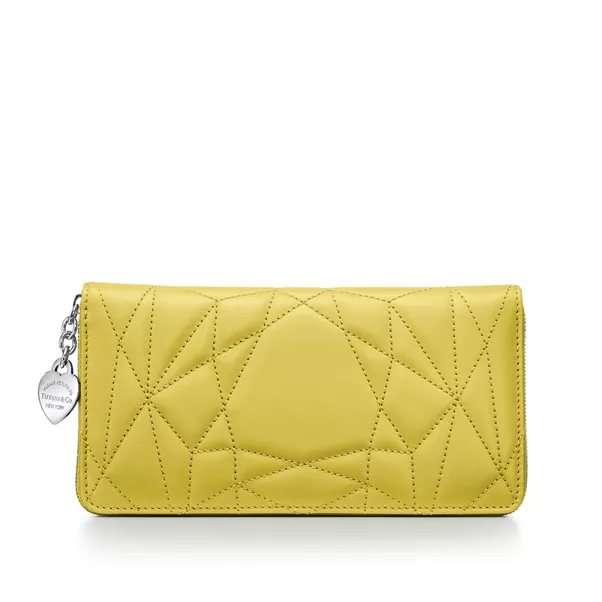 Cartera grande acolchada de piel color amarillo canario
