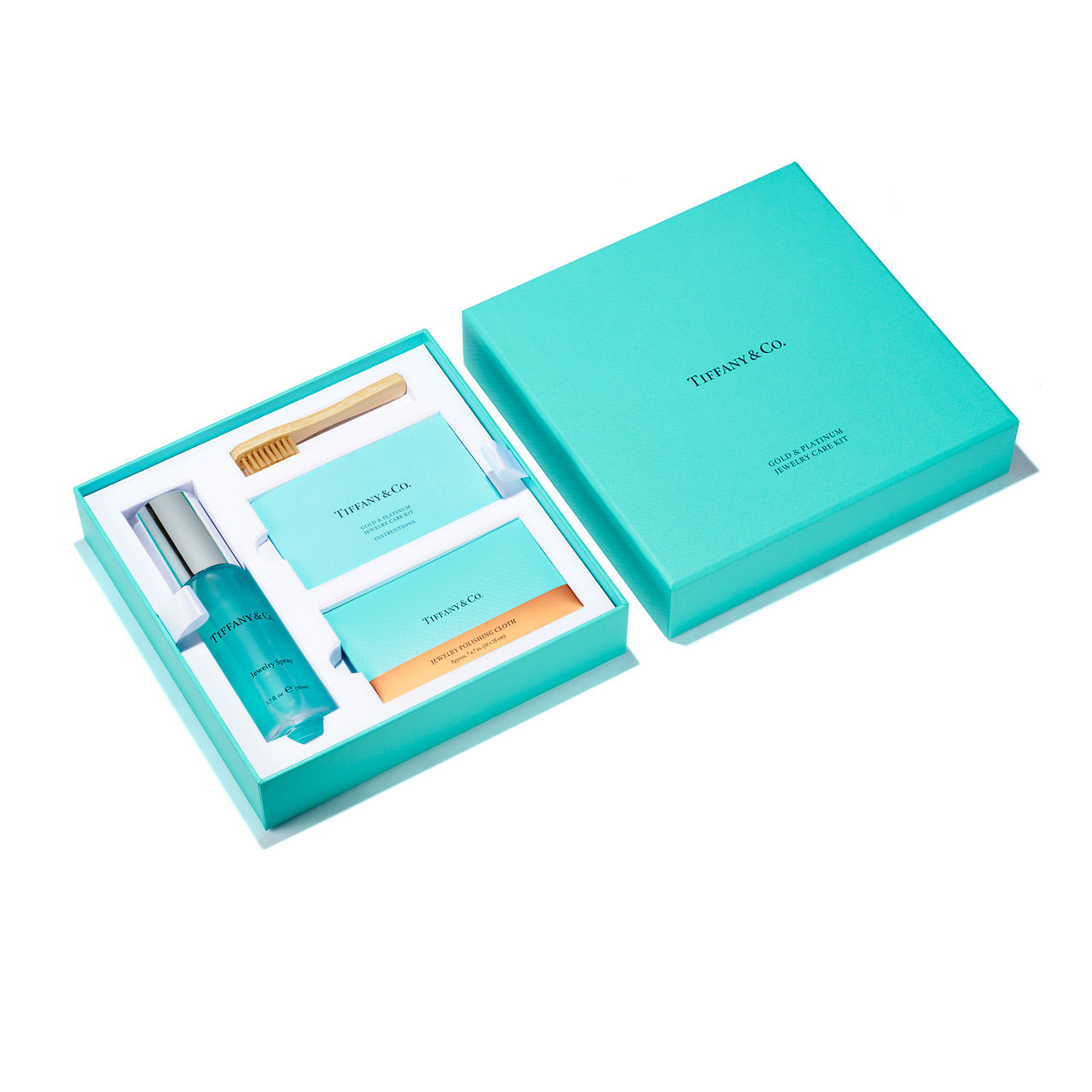Tiffany:Gold and Platinum Jewellery Care Kit with Spray, Polishing Cloth & a Brush image number 0