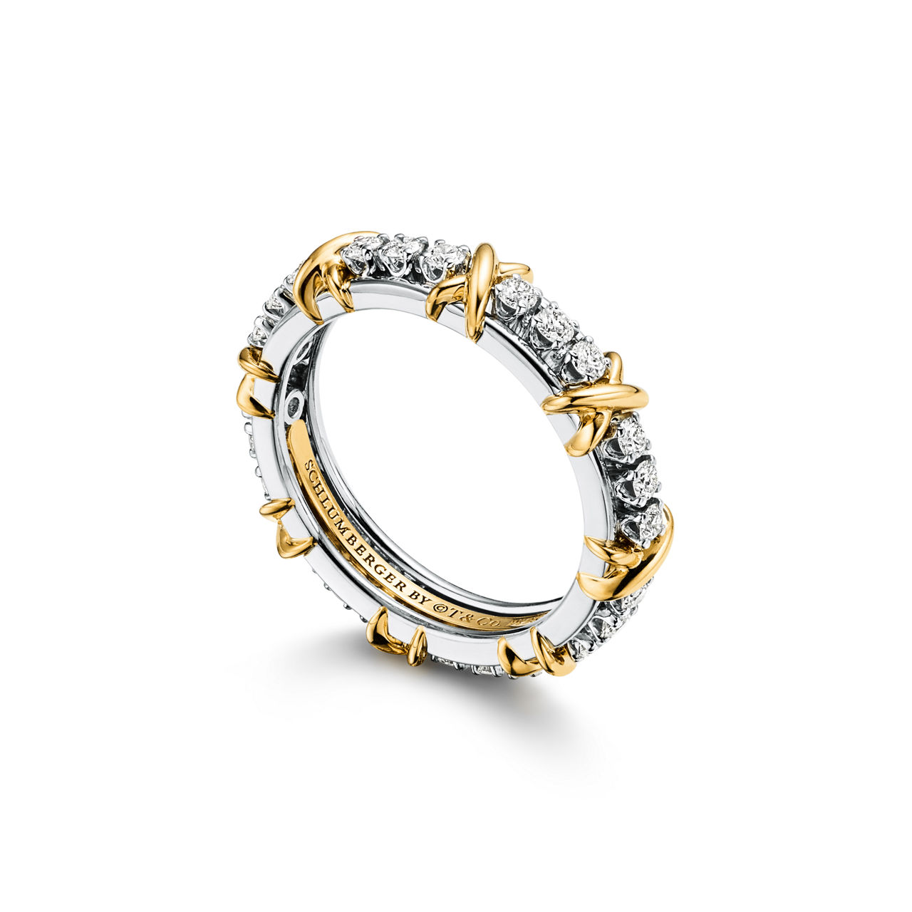 Sixteen Stone by Tiffany:Narrow Ring in Platinum and Yellow Gold with Diamonds image number 3