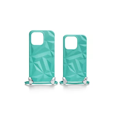 Tiffany Facets:Phone Case in Tiffany Blue® Leather, 3