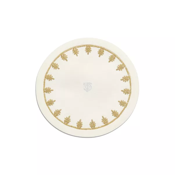 Coaster in Embroidered White Linen