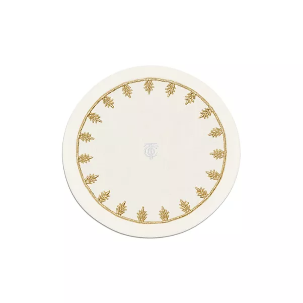 Coaster in Embroidered White Linen