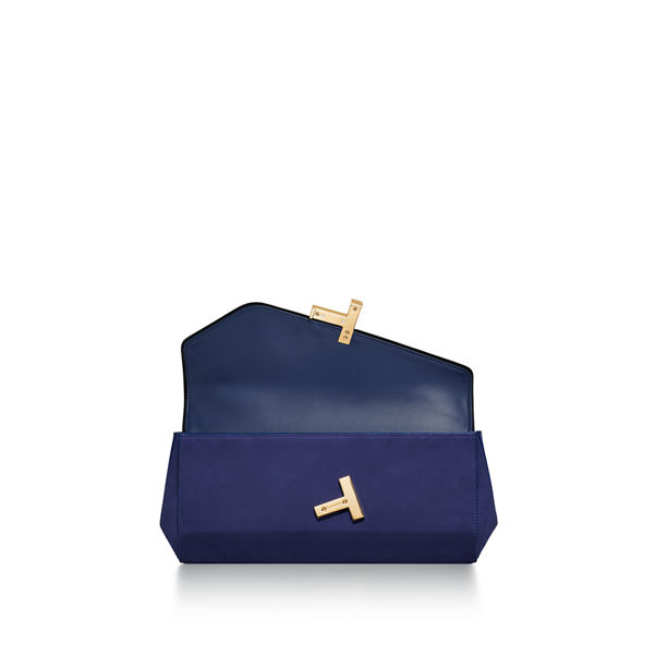 Tiffany T:Clutch aus Wildleder in Saphirblau