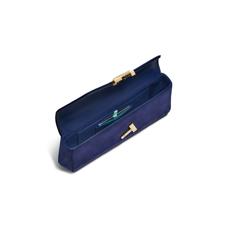 Tiffany T:Clutch in Sapphire Blue Suede image number 5