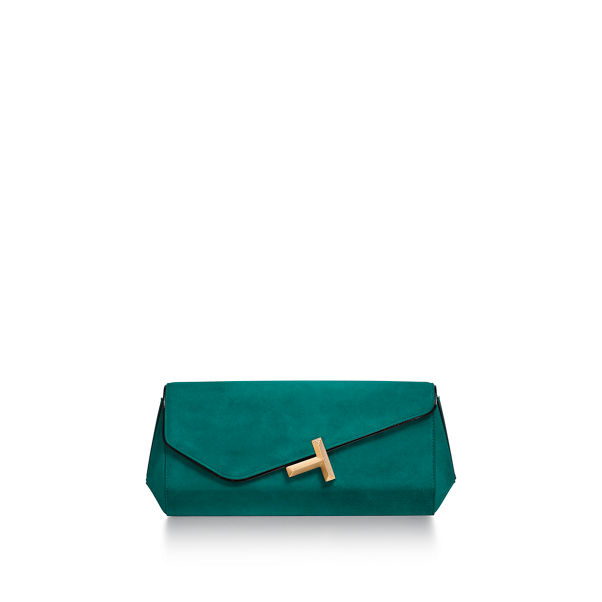 Tiffany T:Clutch in Emerald Green Suede