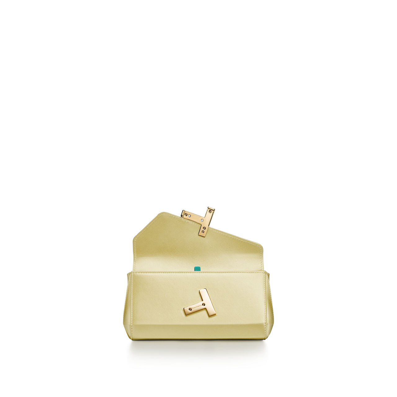 Mini-Clutch aus Satin in Zitringelb
