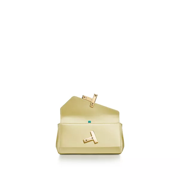Mini pochette en satin jaune citrine