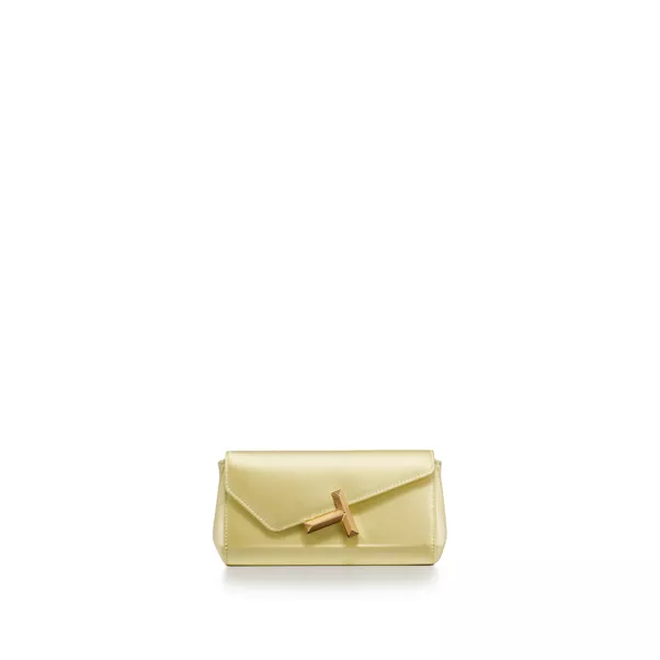 Mini pochette en satin jaune citrine