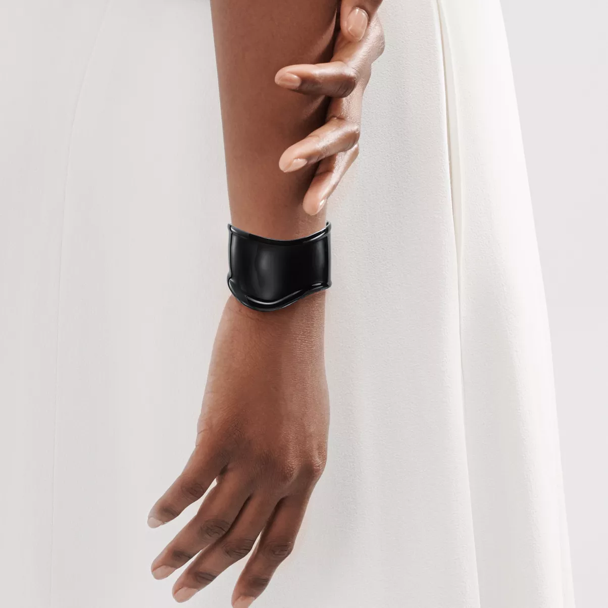 Small Bone Cuff in Black Finish over Copper, 43 mm Wide