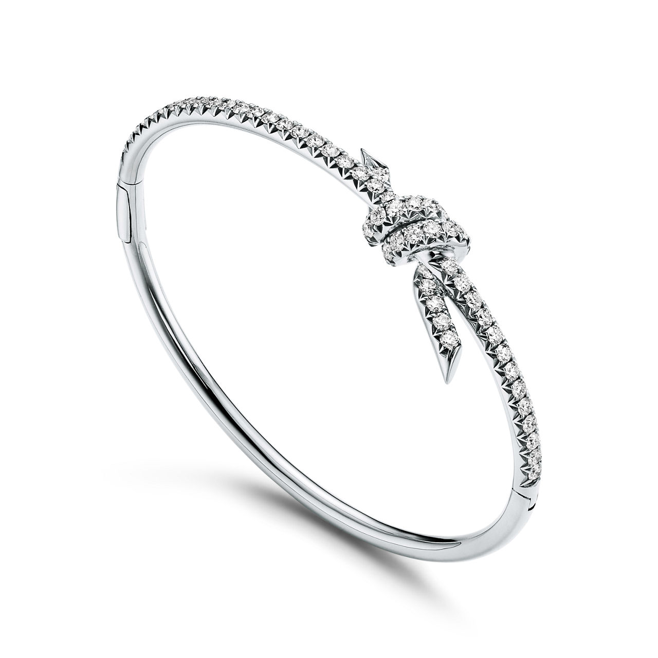 Tiffany Knot:Bangle in White Gold with Diamonds image number 3