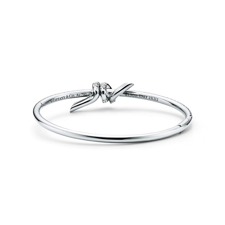 Tiffany Knot:Bangle in White Gold with Diamonds image number 4