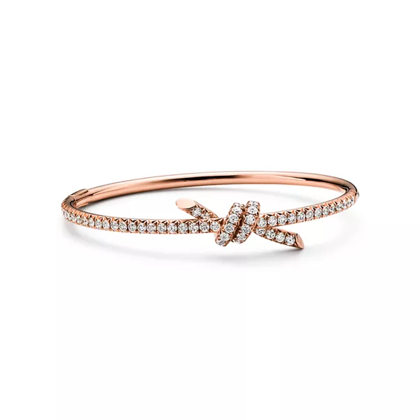 Tiffany Knot:Brazalete de oro rosa con diamantes