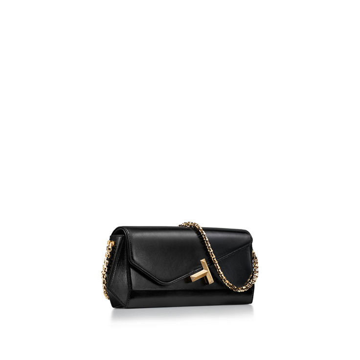 Tiffany T:Clutch in Black Leather with a Chain image number 4