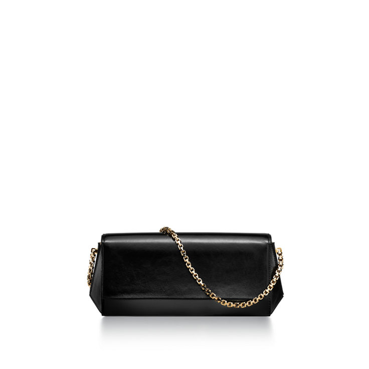 Tiffany T:Clutch in Black Leather with a Chain image number 5