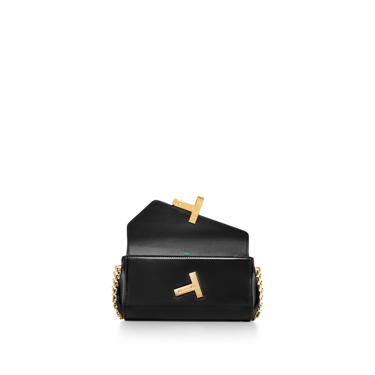 Mini-Clutch aus schwarzem Leder