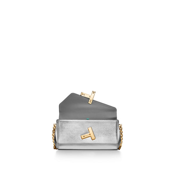 Tiffany T:Mini Clutch in Silver-coloured Leather