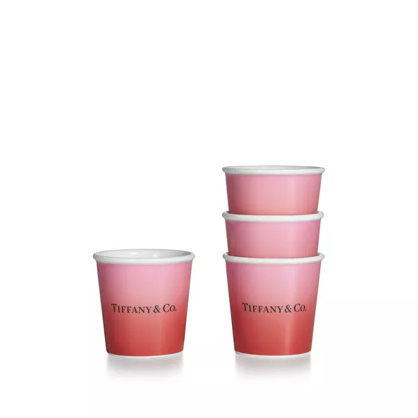 Vasos de café expreso Tiffany de porcelana color rubí infinito, juego de cuatro
