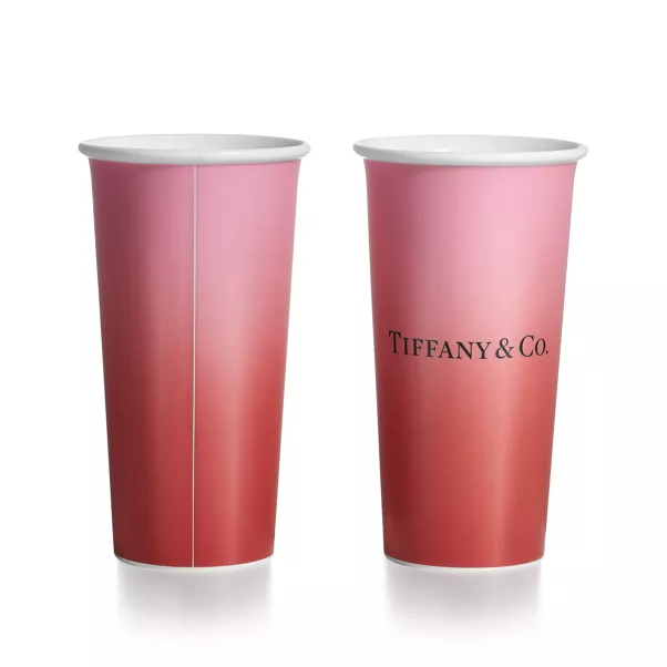 Vasos de café grandes Tiffany de porcelana color rubí infinito
