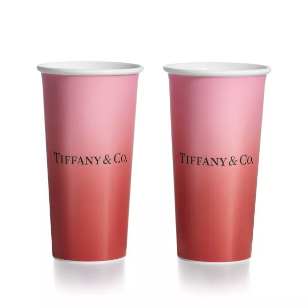 Vasos de café grandes Tiffany de porcelana color rubí infinito