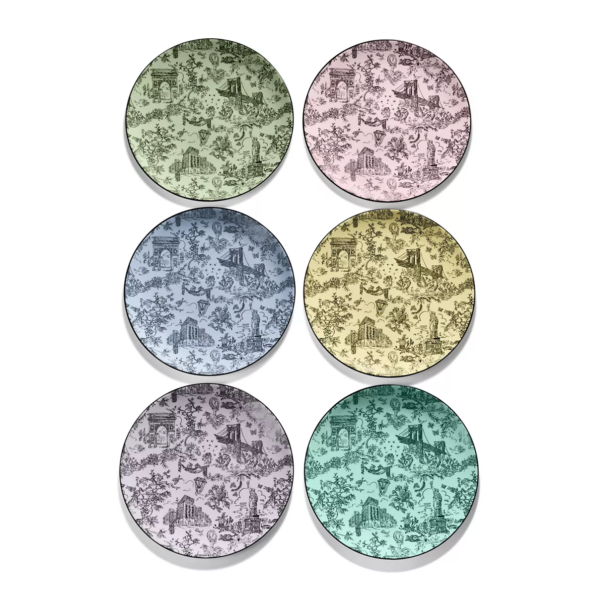 Dessert Plates in Bone China, Set of Six