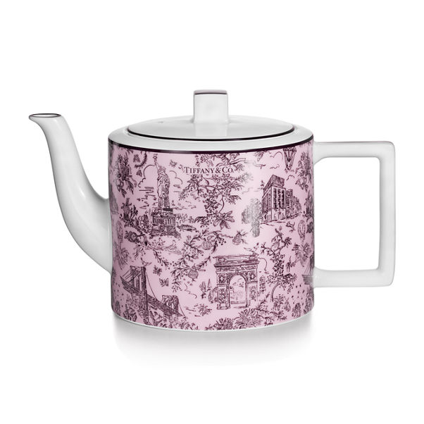 Tiffany Toile:Kaffeekanne aus morganitfarbenem Porzellan