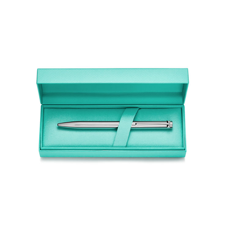 Tiffany T:Kugelschreiber in Sterlingsilber mit einem Streifen in Tiffany Blue® Bildnummer 1