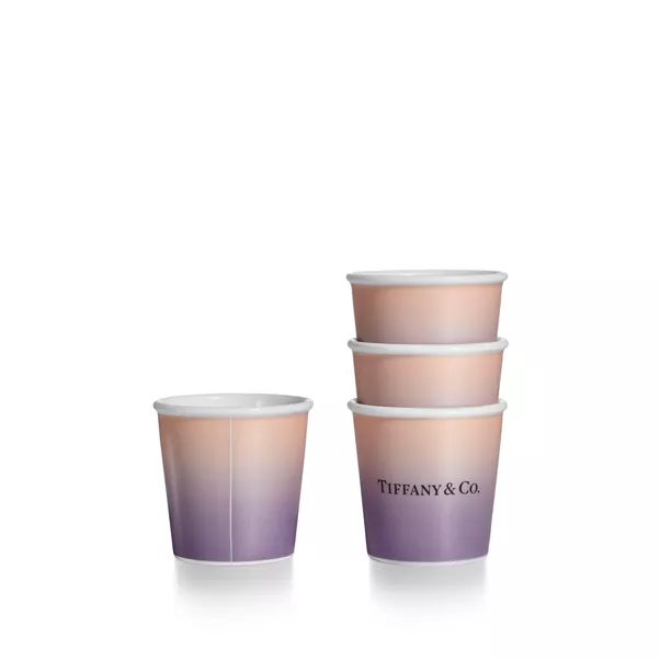 Tiffany Espresso Cups in Infinity Morganite Bone China, Set of Four