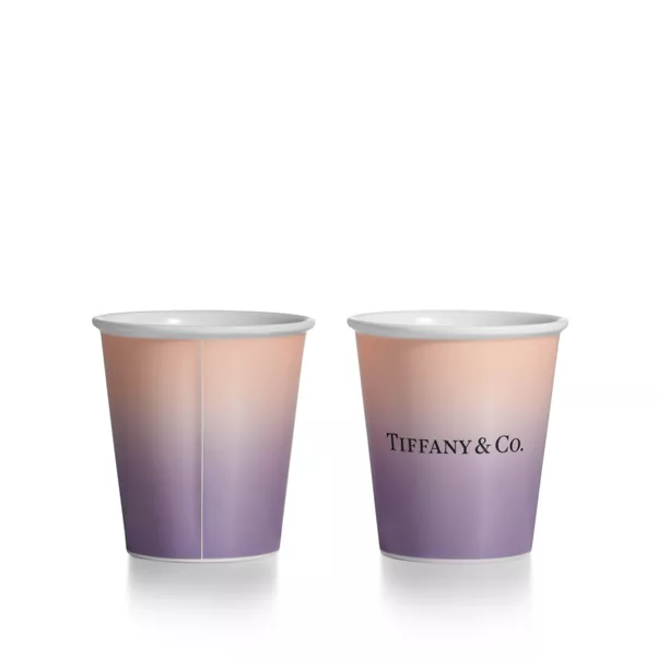 Tiffany Coffee Cups in Infinity Morganite Bone China, Set of Two