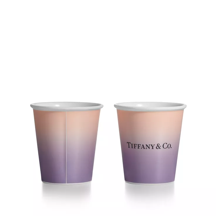 Tiffany Cups:Tiffany Coffee Cups in Infinity Morganite Bone China, Set of Two, 1