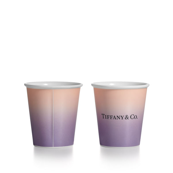 Tiffany Cups:Tiffany Coffee Cups in Infinity Morganite Bone China, Set of Two