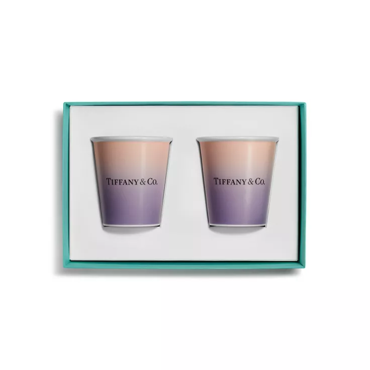 Tiffany Cups:Tiffany Coffee Cups in Infinity Morganite Bone China, Set of Two, 2