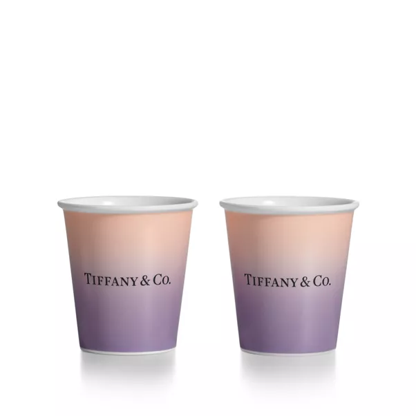 Tiffany Coffee Cups in Infinity Morganite Bone China, Set of Two
