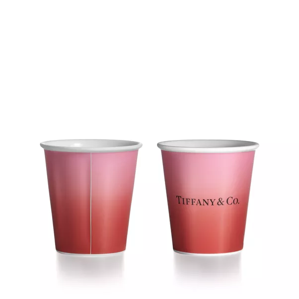 Vasos de café Tiffany de porcelana color rubí infinito, juego de dos