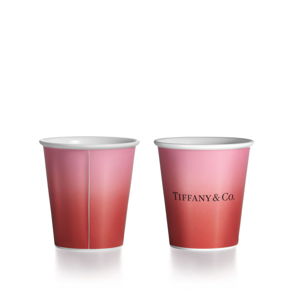 Tiffany Cups:Tiffany Coffee Cups in Infinity Ruby Bone China, Set of Two