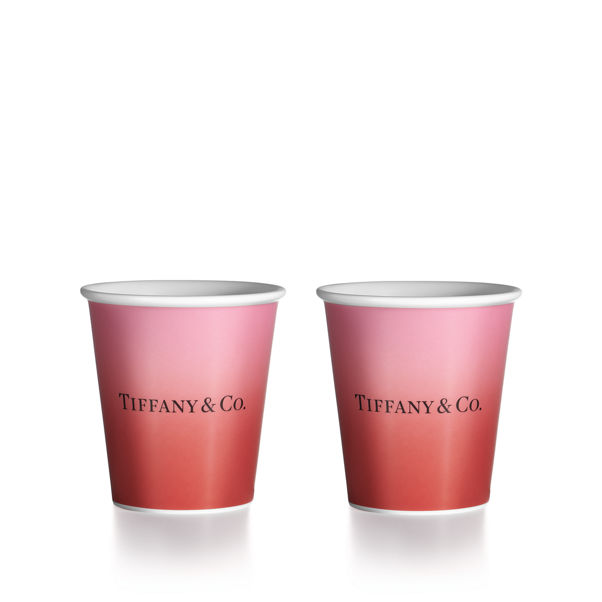 Tiffany Cups:Tiffany Coffee Cups in Infinity Ruby Bone China, Set of Two