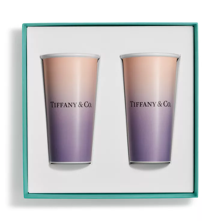 Tiffany Cups:Tiffany Large Coffee Cups in Infinity Morganite Bone China, 2
