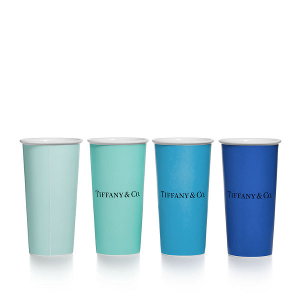 Tiffany Cups:Große Tiffany Kaffeebecher aus Porzellan, 4er-Set