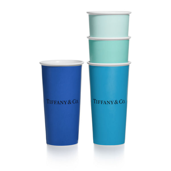 Tiffany Cups:Große Tiffany Kaffeebecher aus Porzellan, 4er-Set