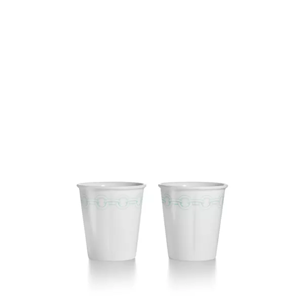 Etched Coffee Cups in Bone China, Set of Two